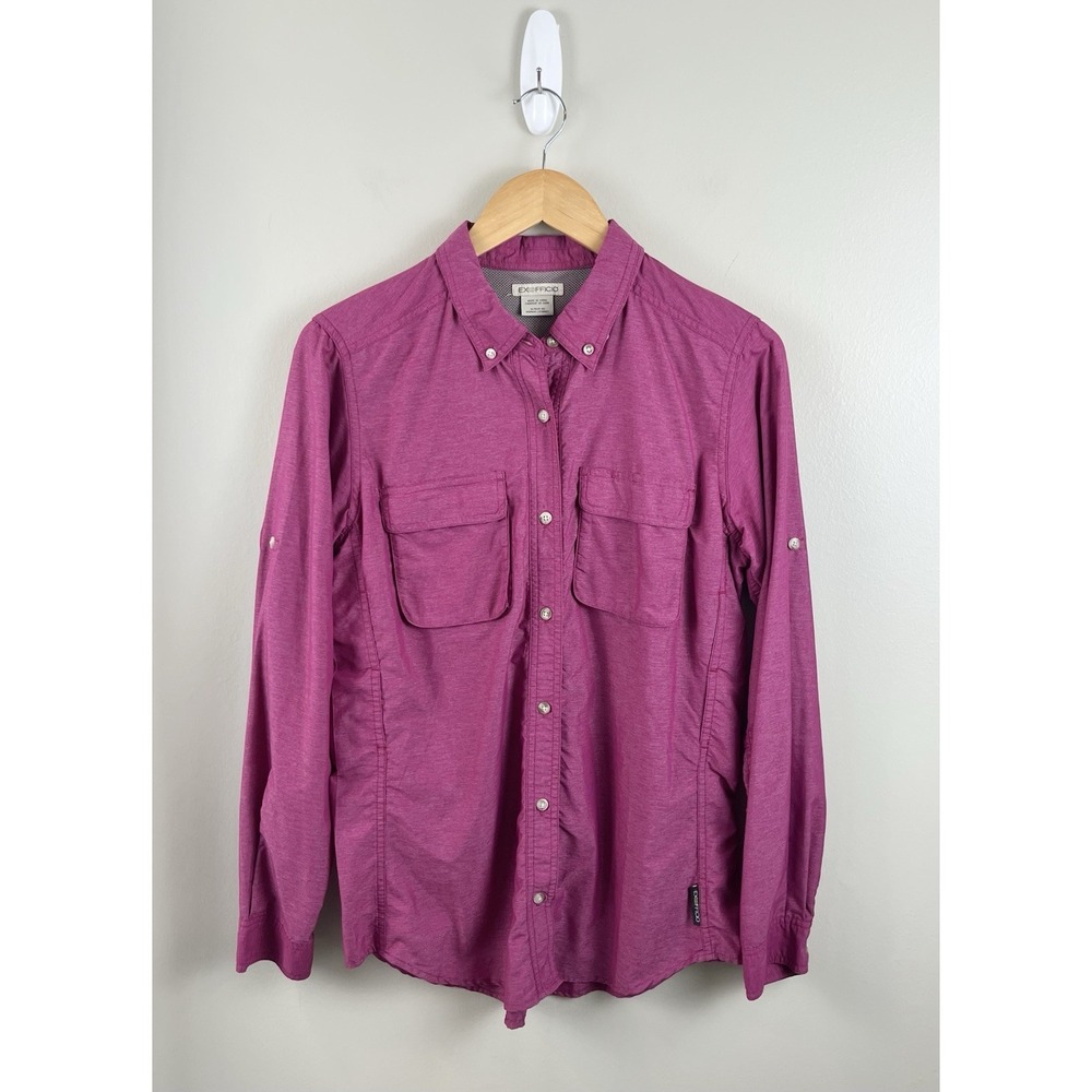 ExOfficio Shirt Womens Medium Long Sleeve Button Up Hiking Quick Dry Outdoor